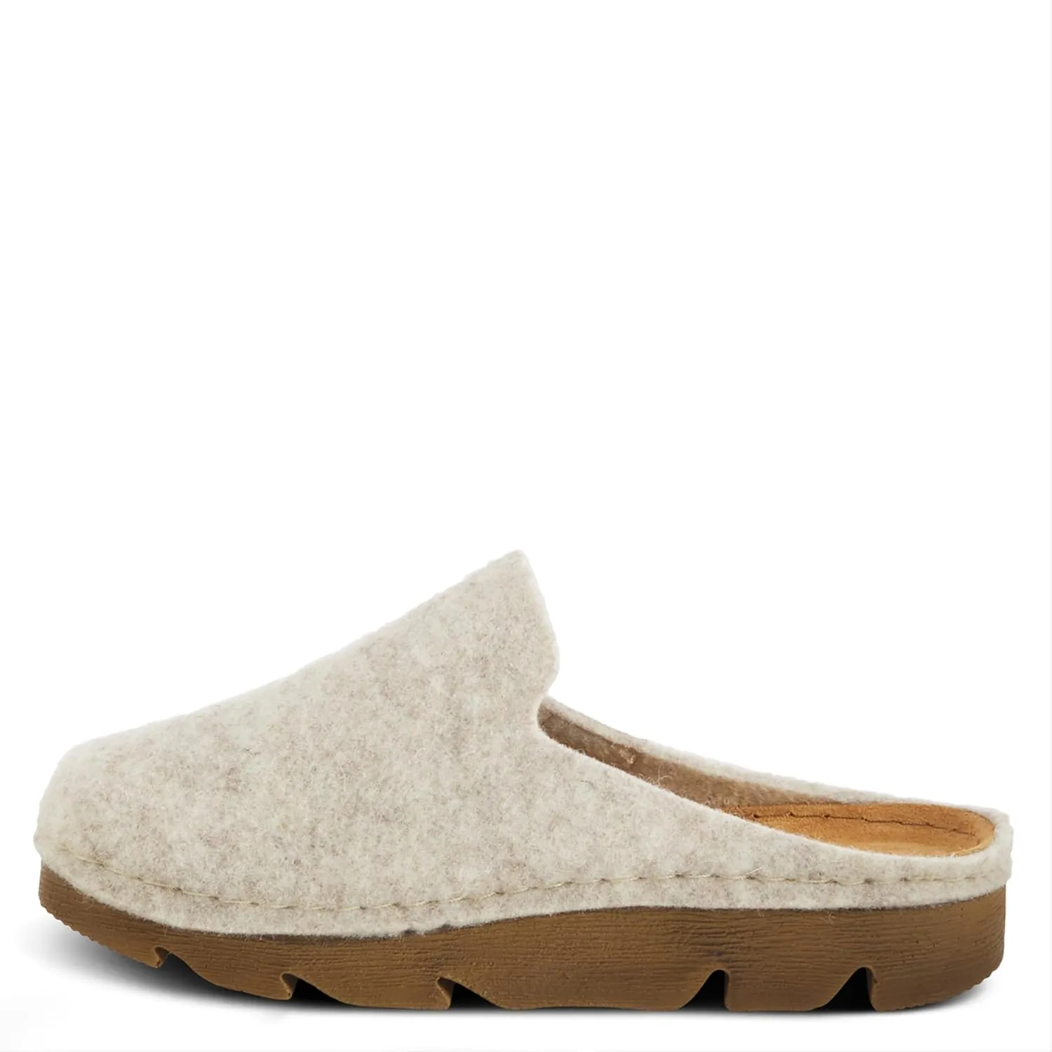 Flexus Spring Step Cloggish Platform Clogs for Women - Wool Felt Round Toe Slippers - Ladies Casual Shoes for Everyday Wear