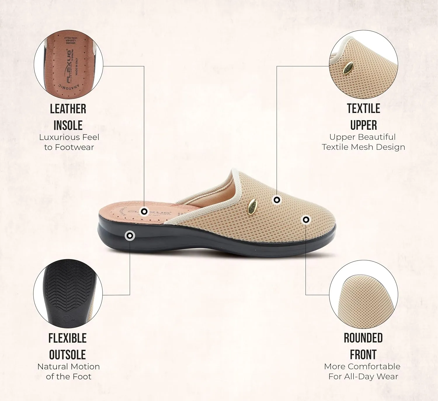 Flexus Spring Step Scuff Slippers for Women - Lightweight House Slippers for Woman - Flexible Round Shape Ladies Slippers for Indoor Use