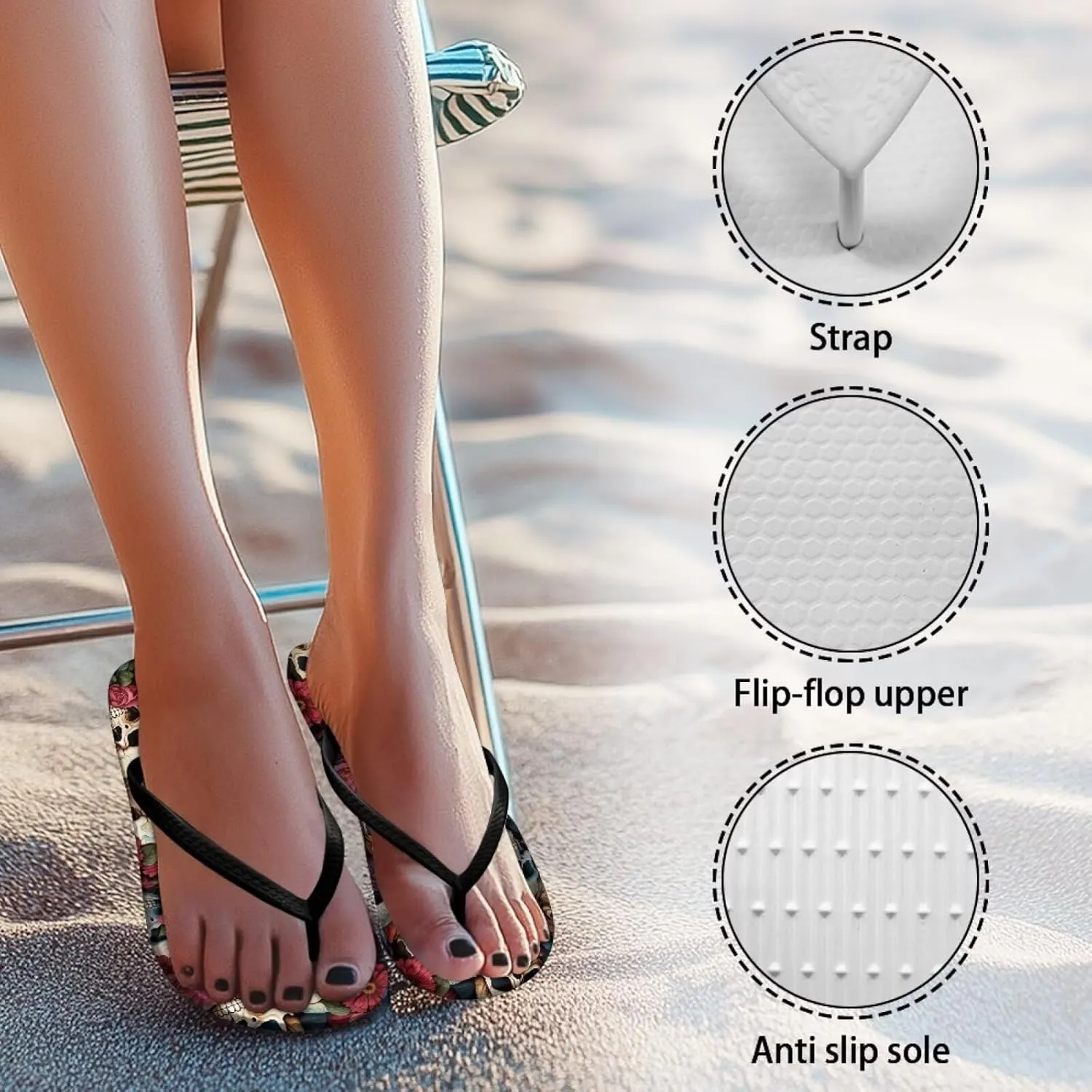 Flip Flops Beach Sandals Summer Thong Walking Slippers Casual Bathroom Shower Shoes for Women