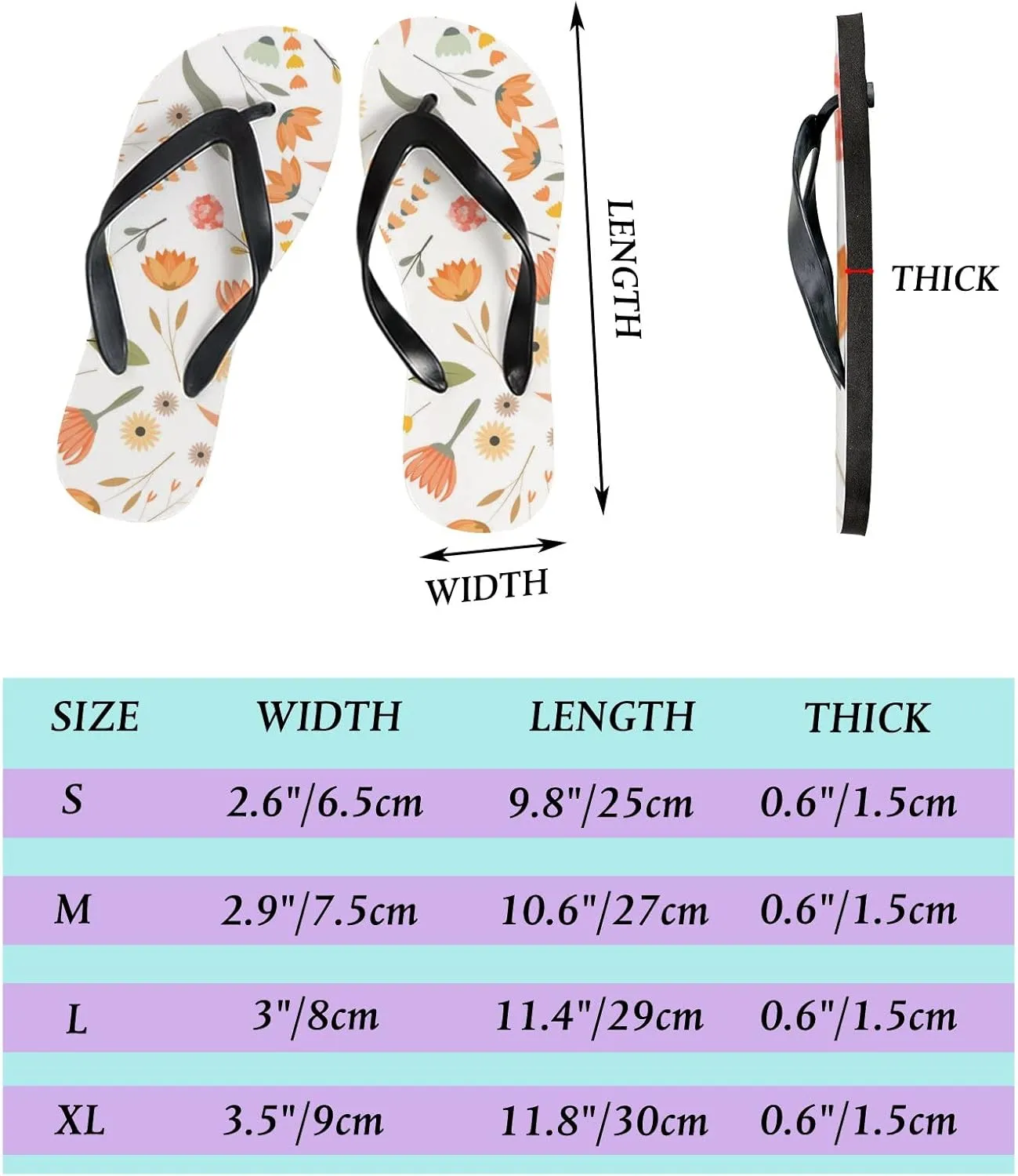 Flip Flops Floral Flowers Leaves Orange Pink Slide Sandals Summer Beach Slippers Thong Sandal Casual Yoga Mat Flat Slides for Women Men