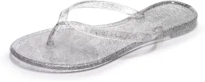 Flip Flops for Women Jelly Sandals Thong Flats Jellies Shoes Clear Slipper Summer Beach Pool Slides Size 10 Slip On Quick Drying Soft