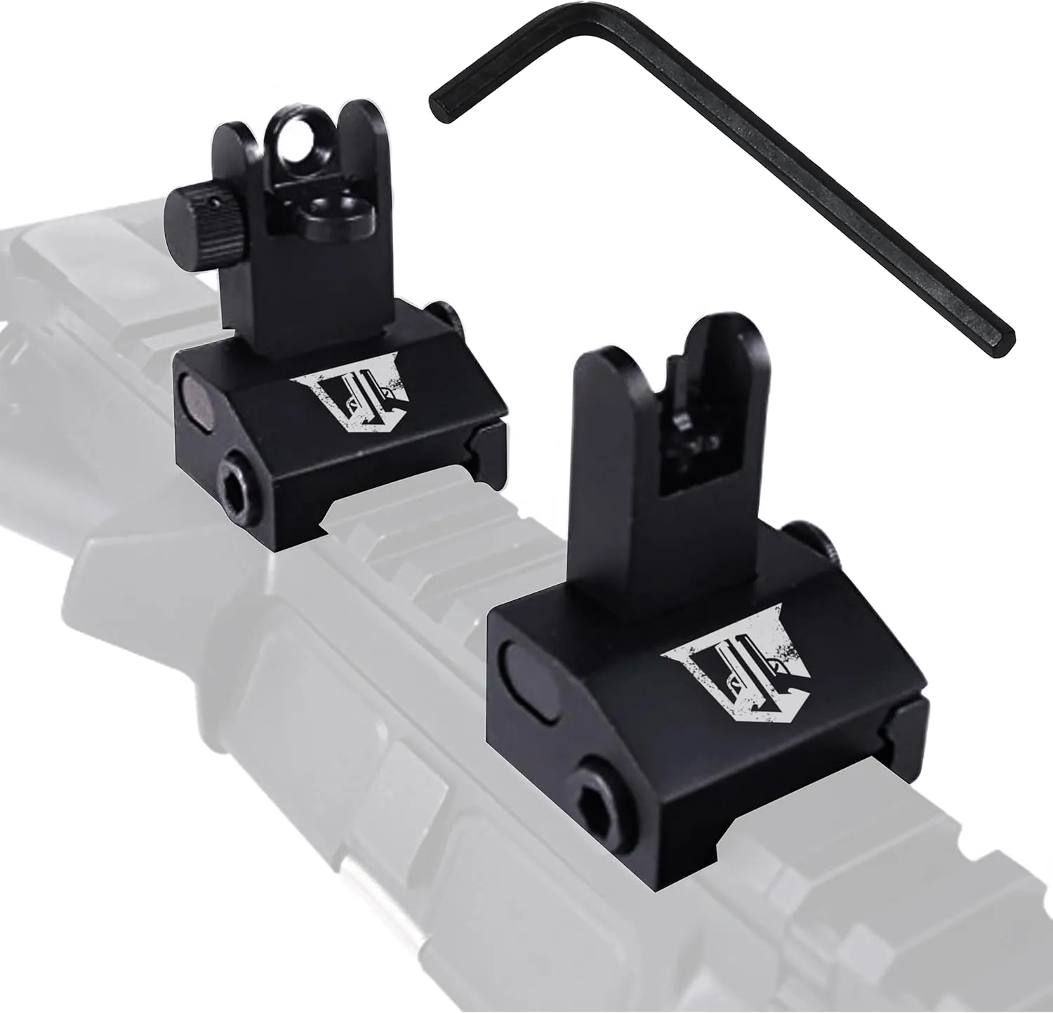 Flip Up Iron Sights - Rapid Transition Gun Sights - BUIS Flip Up Sights Rail Mount Rifle Iron Sights - Flip Up Back Up Iron Sights Front and Rear Flip Up Rifle Sights Set Pop Up Sights