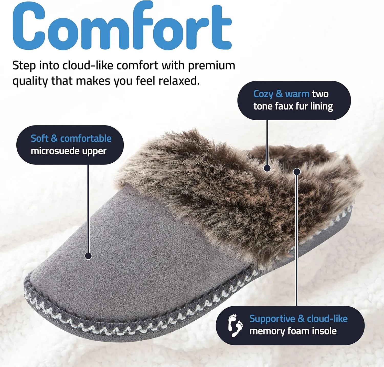 Floopi House Slippers for Women, Aztec Fur Lined Clog Womens Slippers Cozy Memory Foam with Indoor and Outdoor Anti Skid Sole