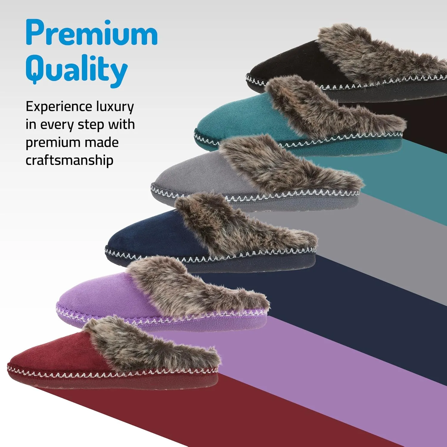 Floopi House Slippers for Women, Aztec Fur Lined Clog Womens Slippers Cozy Memory Foam with Indoor and Outdoor Anti Skid Sole