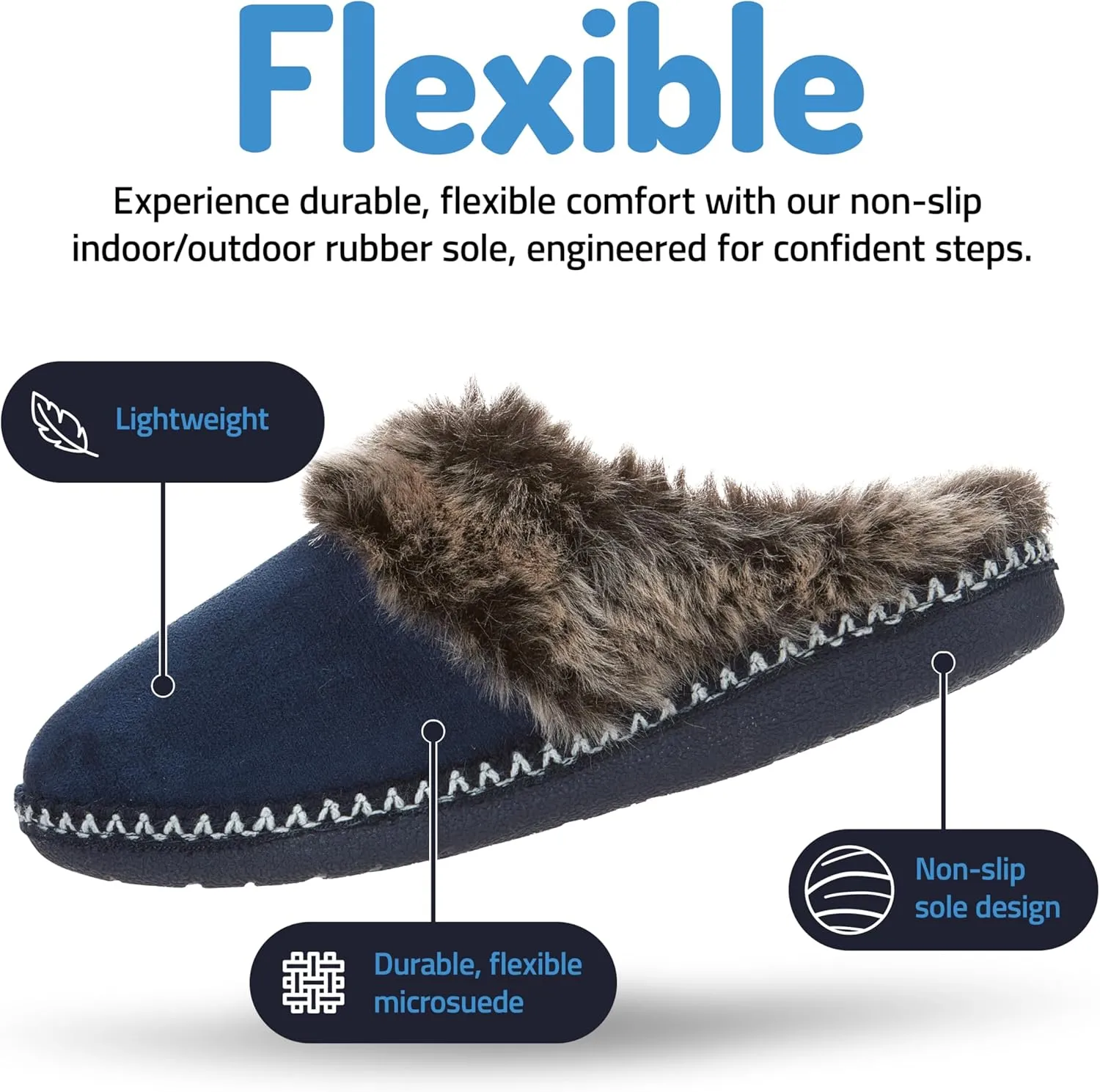 Floopi House Slippers for Women, Aztec Fur Lined Clog Womens Slippers Cozy Memory Foam with Indoor and Outdoor Anti Skid Sole