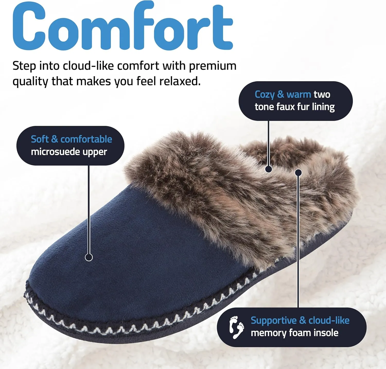 Floopi House Slippers for Women, Aztec Fur Lined Clog Womens Slippers Cozy Memory Foam with Indoor and Outdoor Anti Skid Sole