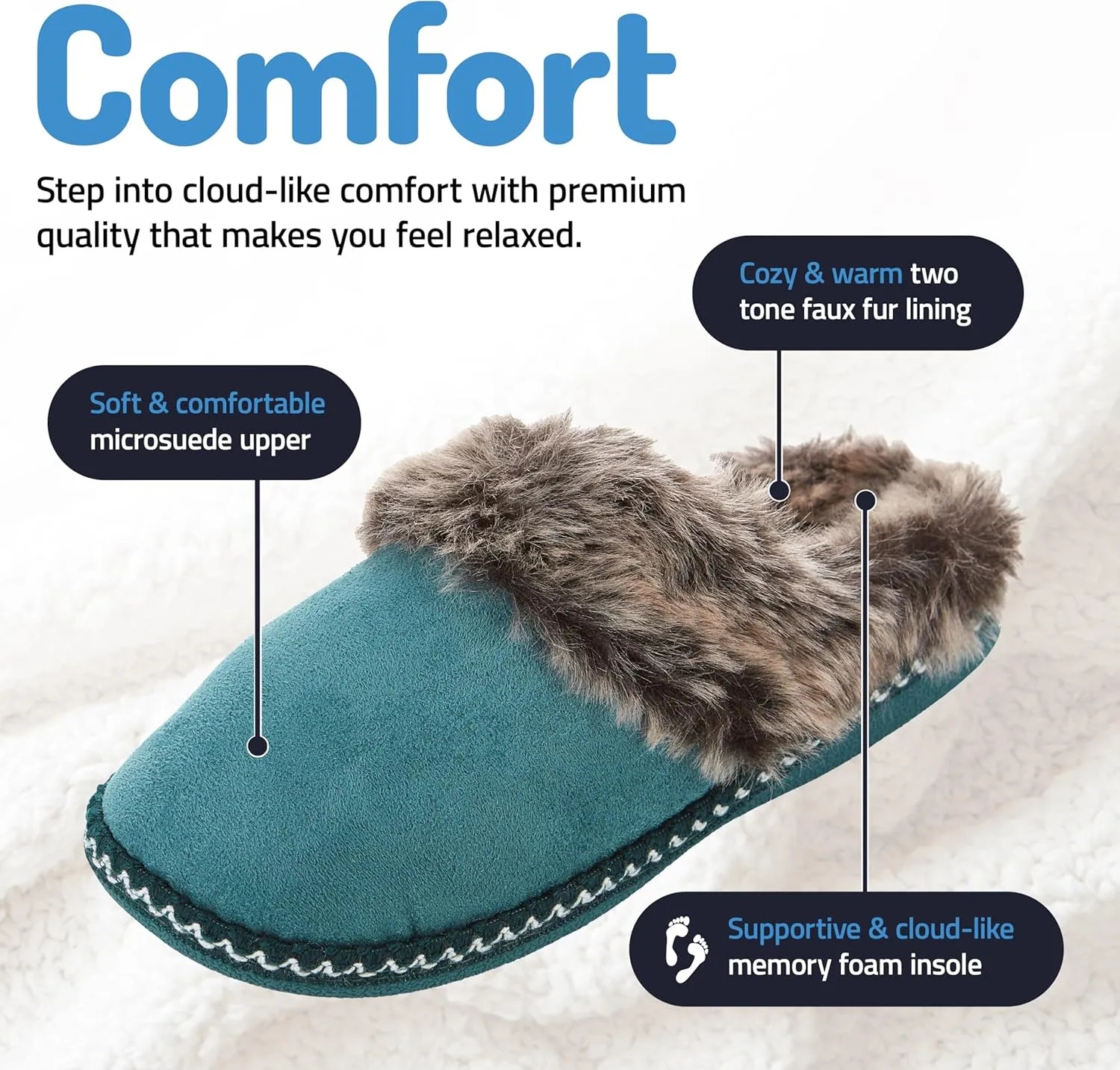 Floopi House Slippers for Women, Aztec Fur Lined Clog Womens Slippers Cozy Memory Foam with Indoor and Outdoor Anti Skid Sole