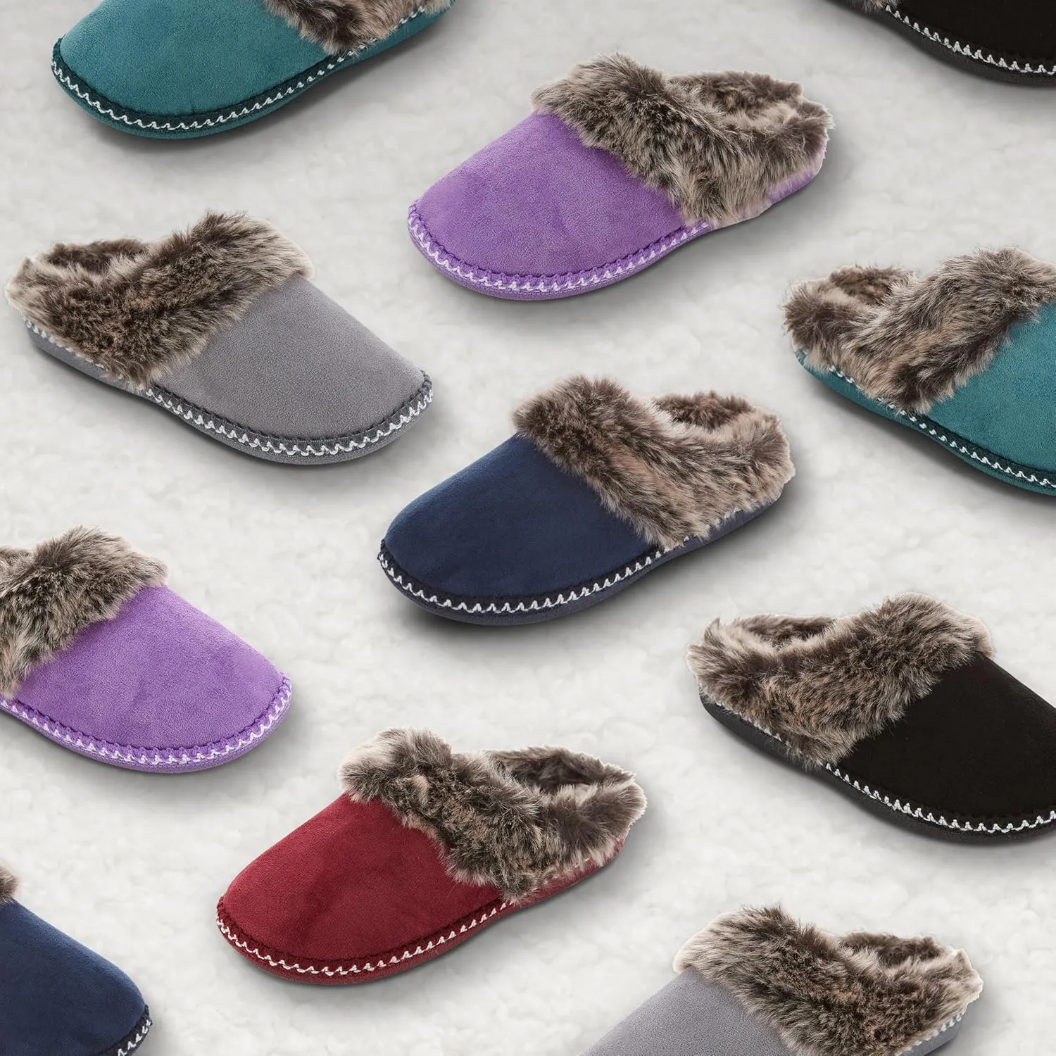 Floopi House Slippers for Women, Aztec Fur Lined Clog Womens Slippers Cozy Memory Foam with Indoor and Outdoor Anti Skid Sole