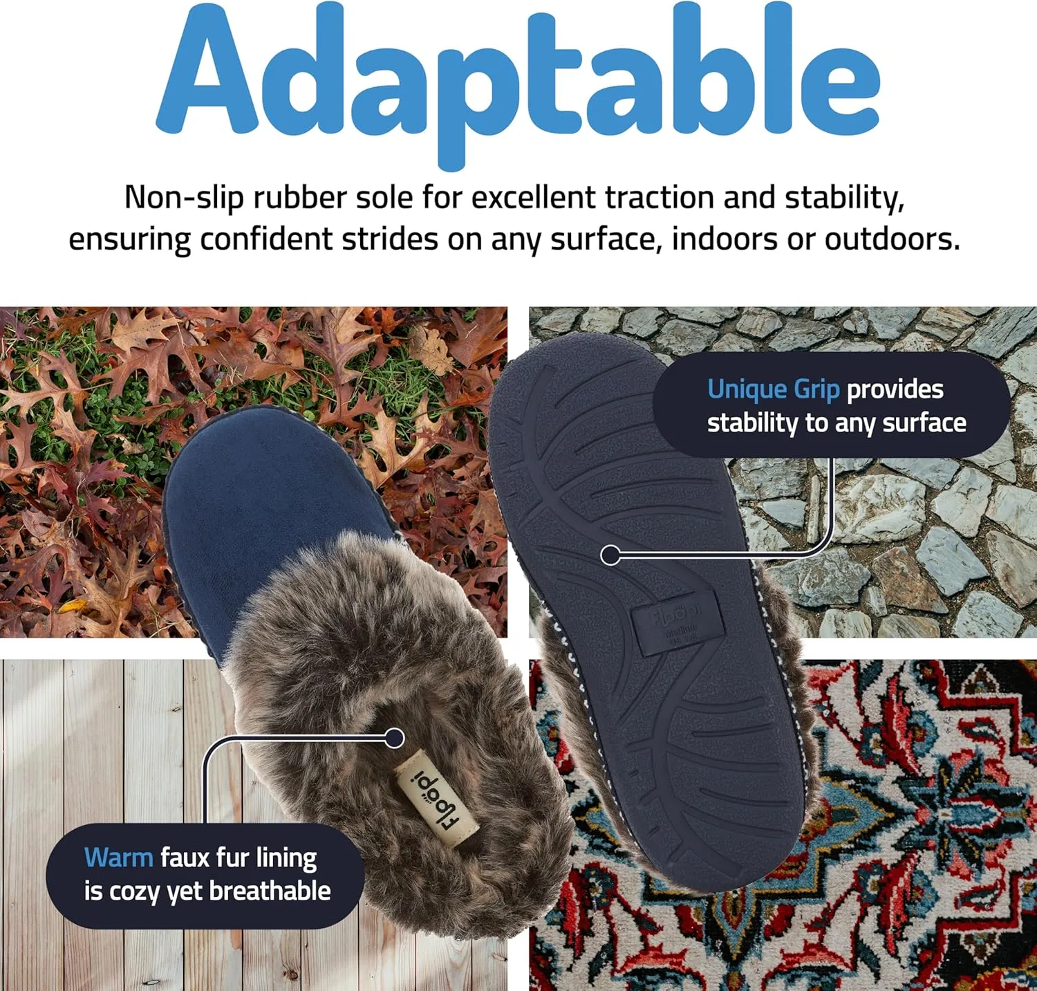 Floopi House Slippers for Women, Aztec Fur Lined Clog Womens Slippers Cozy Memory Foam with Indoor and Outdoor Anti Skid Sole