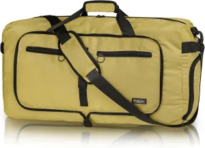 Fmeida 65L Duffle Bag with Shoes Compartment, Foldable Travel Duffel Bags for Men Women, Large Packable Travel Bag Water Repellent & Tear Resistant (Brown)