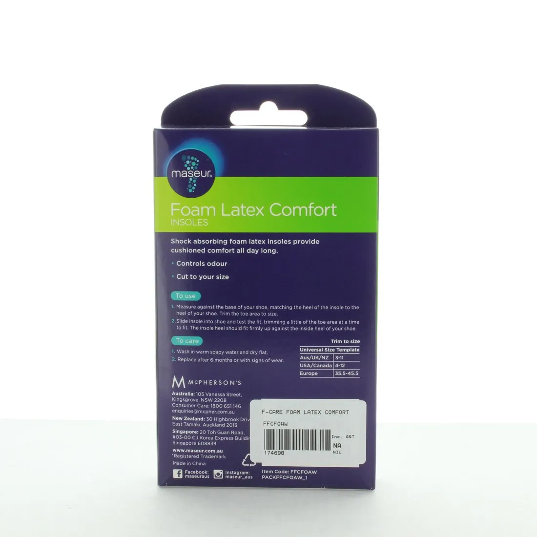 Foam Latex Comfort Insoles - 1 Pair