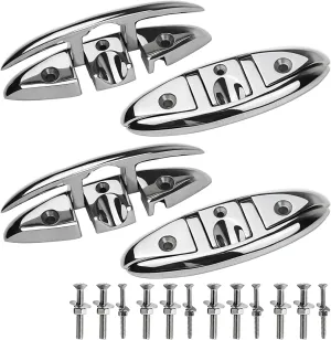 Folding Boat Cleats 5 inch 6 inch 316 Stainless Steel Flip up Dock Cleats Marine Grade Rope Cleat for Deck with Fasteners