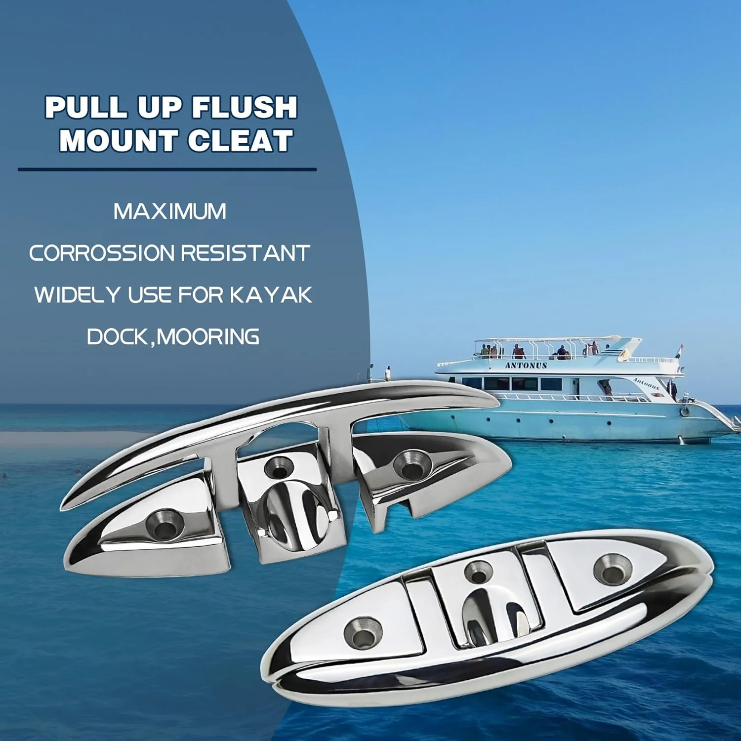 Folding Boat Cleats 5 inch 6 inch 316 Stainless Steel Flip up Dock Cleats Marine Grade Rope Cleat for Deck with Fasteners