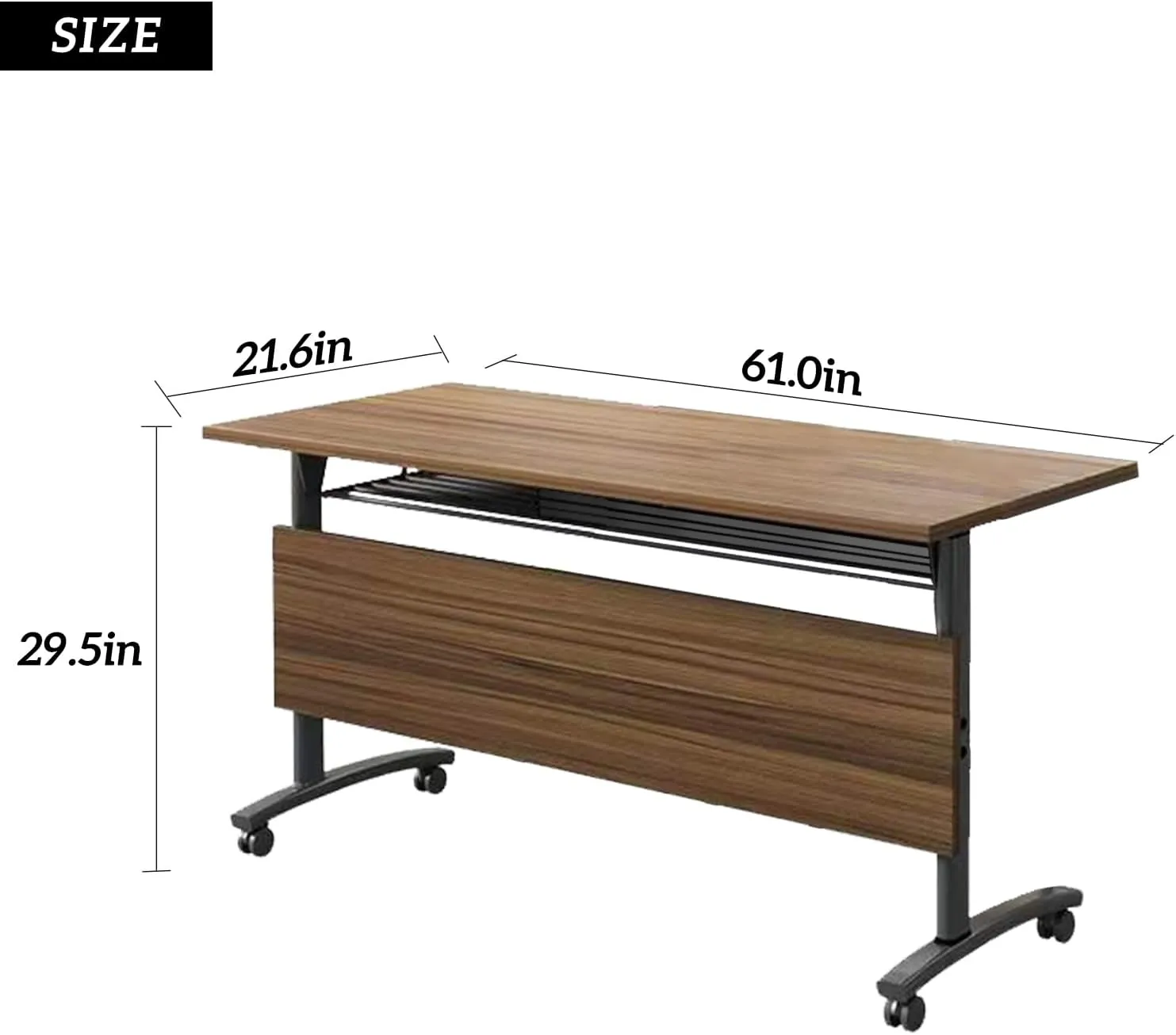 Folding Conference Table,Foldable Office Conference Room Tables,Rolling Meeting Seminar Tables with Casters,Flip Top Mobile Training Tables,Business Training Seminar Table for Office Meeting (62.9in)