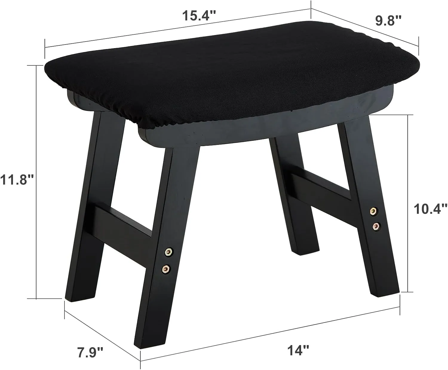 Foot Stool Ottoman Foot Rest Under Desk,Small Stool for Living Room, Bedroom and Kitchen (Black Legs - Black Stool Surface)