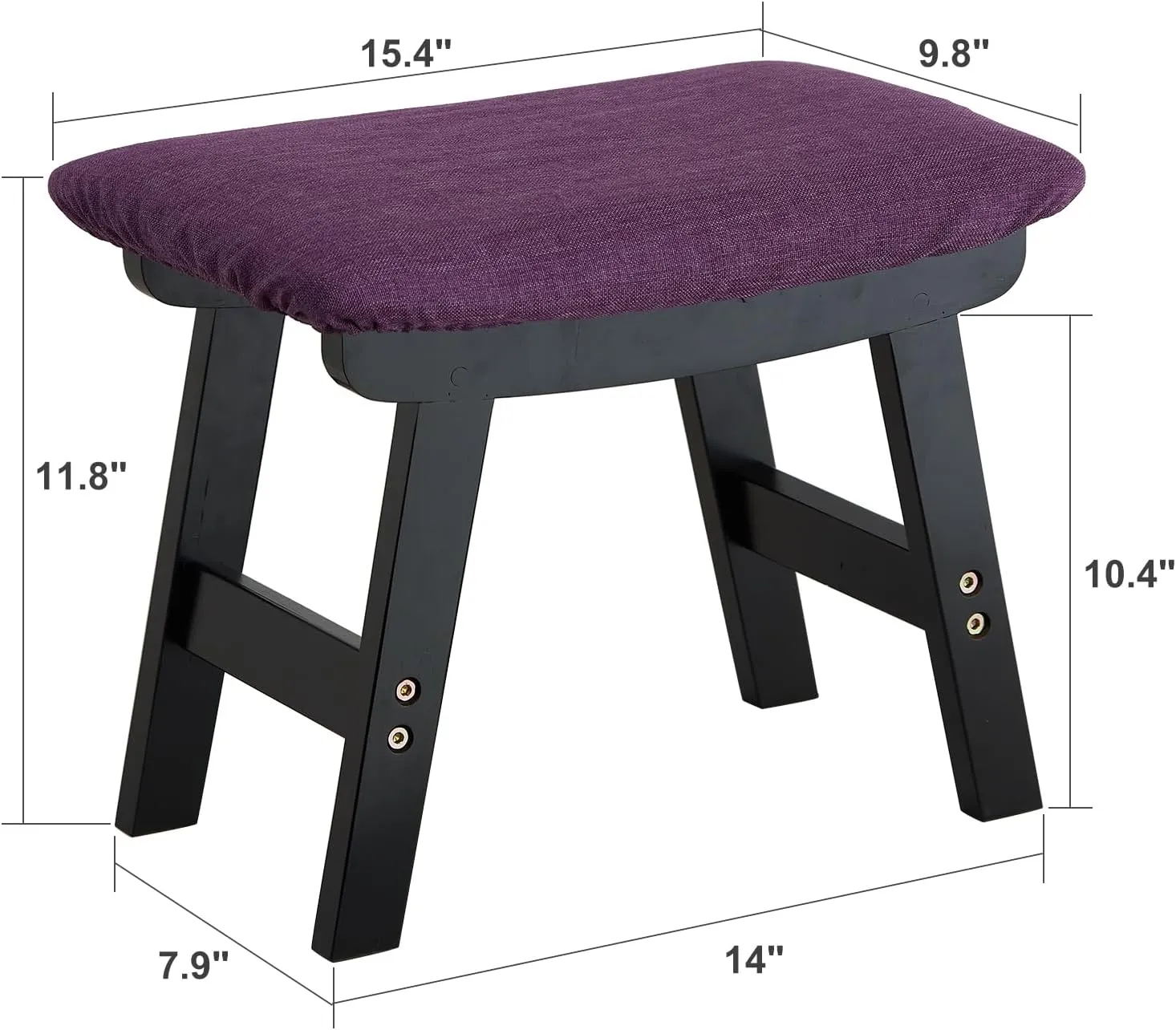 Foot Stool Ottoman Foot Rest Under Desk,Small Stool for Living Room, Bedroom and Kitchen (Black Legs - Purple Stool Surface)