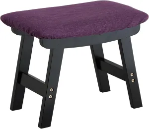 Foot Stool Ottoman Foot Rest Under Desk,Small Stool for Living Room, Bedroom and Kitchen (Black Legs - Purple Stool Surface)
