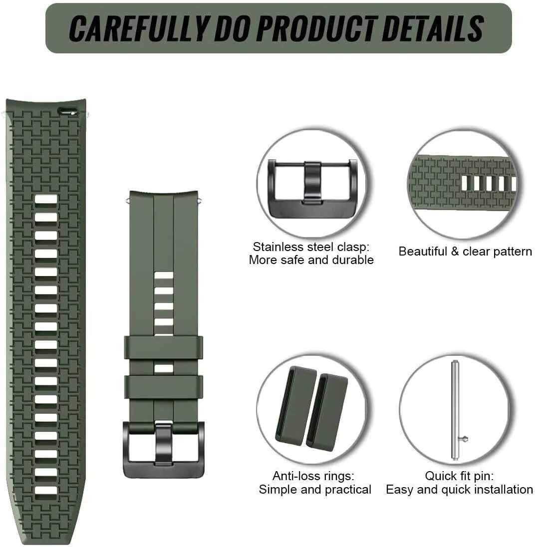 For Galaxy Watch 46mm Watch 3 45mm/ For Huawei GT/GT 2(46mm) Watch Band, 22mm Silicone Straps Watch Band Accessory