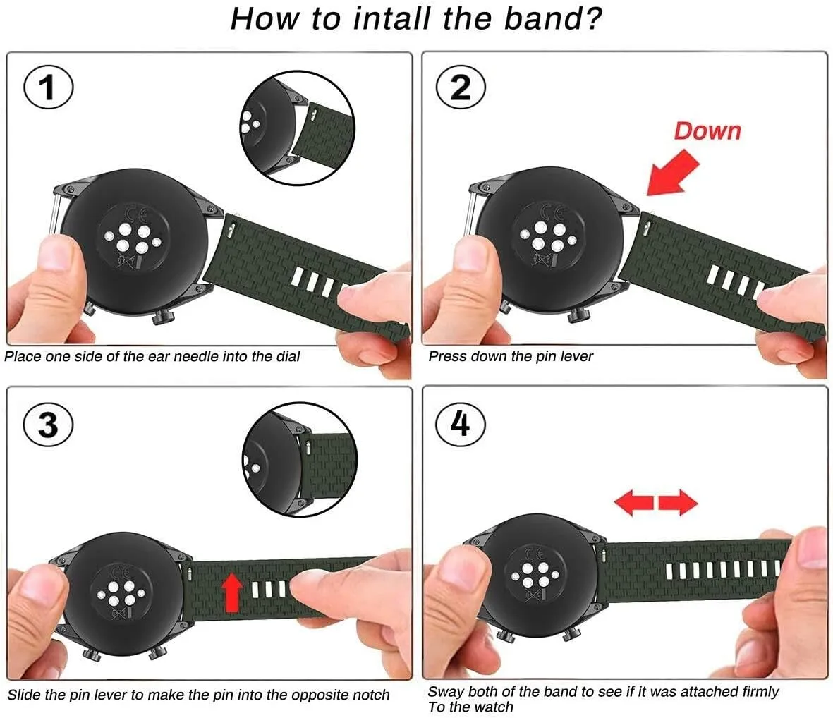For Galaxy Watch 46mm Watch 3 45mm/ For Huawei GT/GT 2(46mm) Watch Band, 22mm Silicone Straps Watch Band Accessory