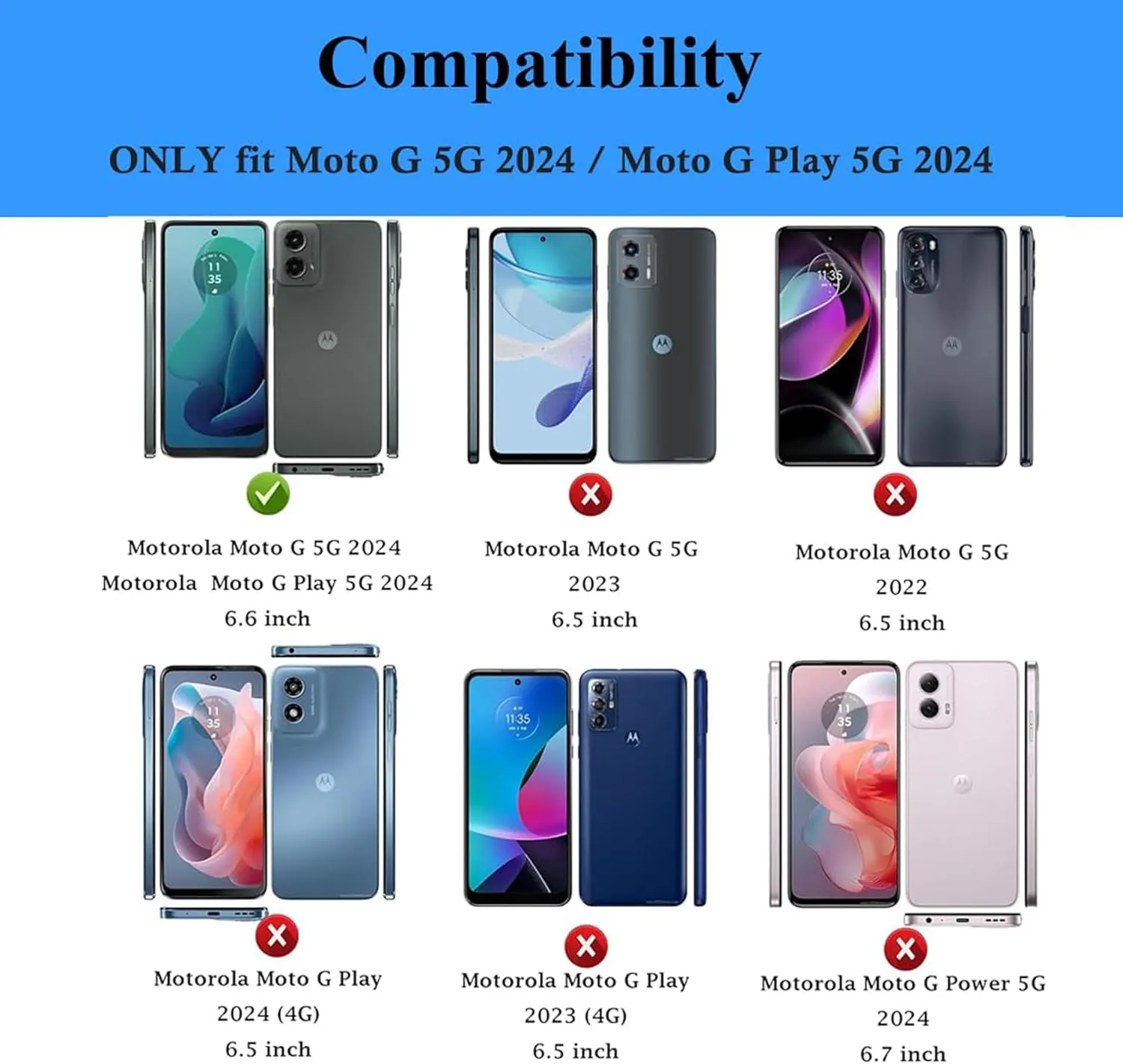 for Motorola G Play 5G 2024 Case,Moto G 5G Case, with 1 HD Screen Protector & Slide Camera Cover [Military-Grade] Heavy Duty Rugged Shockproof Protective Cover for Moto G 5G 2024(Blue)