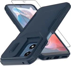 for Motorola G Play 5G 2024 Case,Moto G 5G Case, with 1 HD Screen Protector & Slide Camera Cover [Military-Grade] Heavy Duty Rugged Shockproof Protective Cover for Moto G 5G 2024(Blue)