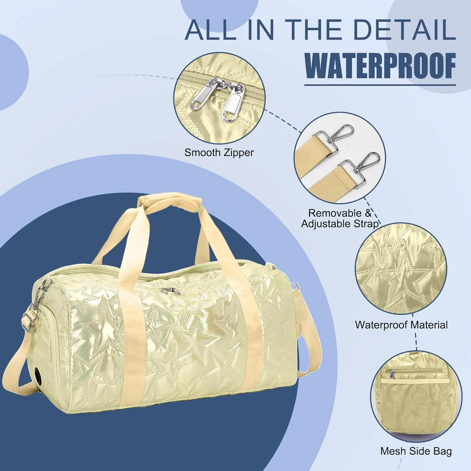 Forestfish Dance Bag For Girls, Small Gym Bag With Shoes Compartment Weekender Overnight Bag For Travel Lightweight Waterproof