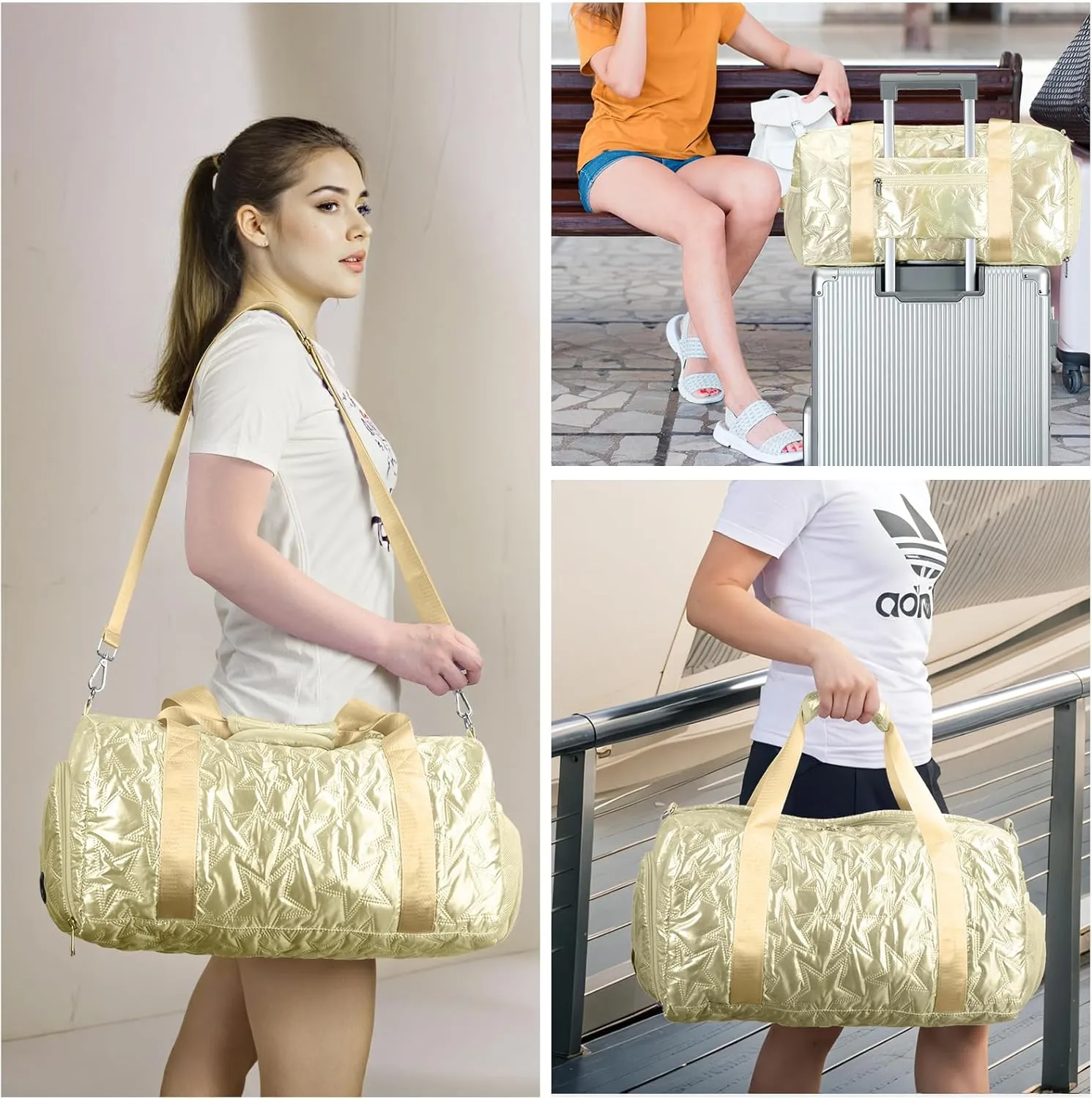 Forestfish Dance Bag For Girls, Small Gym Bag With Shoes Compartment Weekender Overnight Bag For Travel Lightweight Waterproof