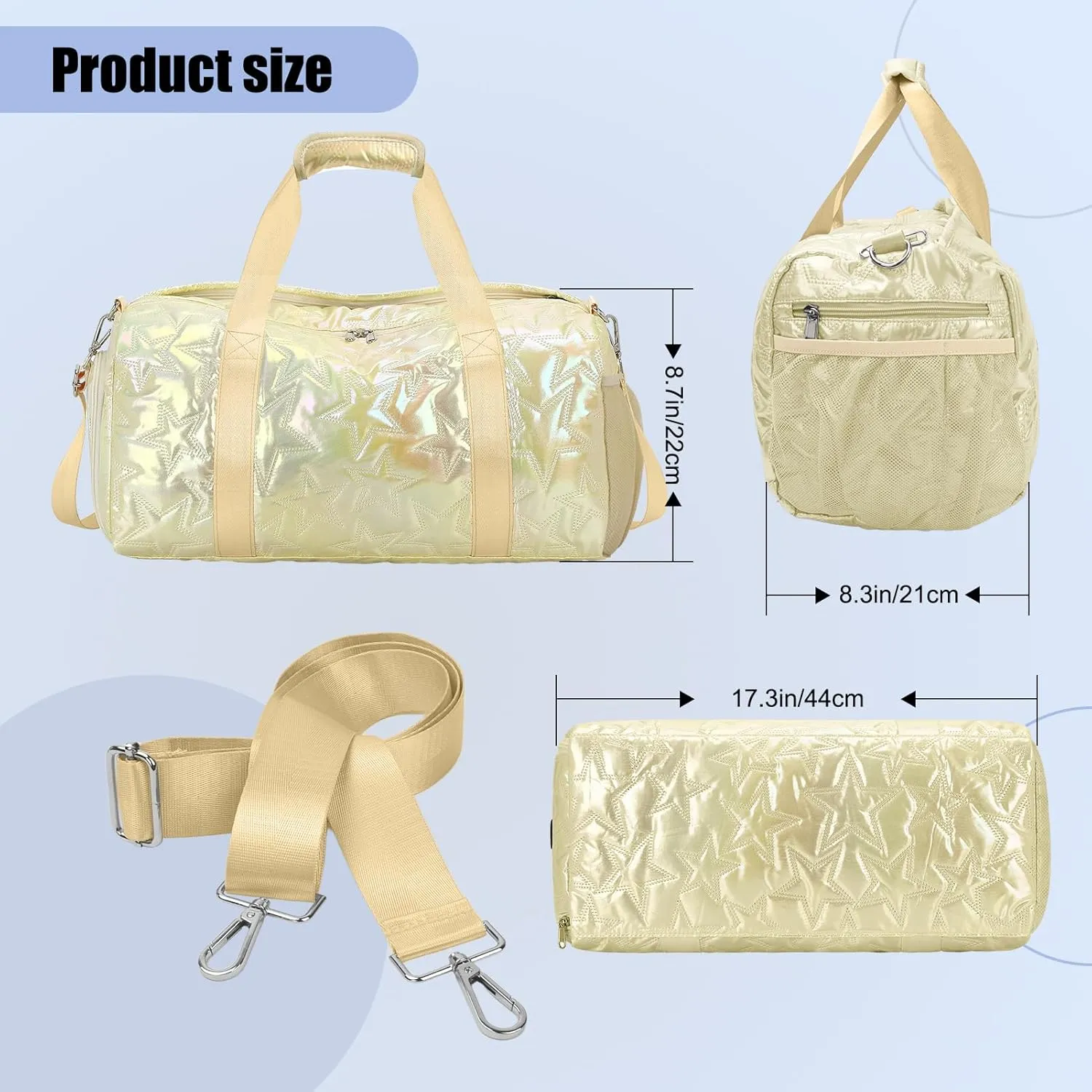 Forestfish Dance Bag For Girls, Small Gym Bag With Shoes Compartment Weekender Overnight Bag For Travel Lightweight Waterproof