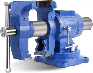 Forward DT08125A 5-Inch Heavy Duty Bench Vise 360-Degree Swivel Base and Head with Anvil (5", Ductile Iron)