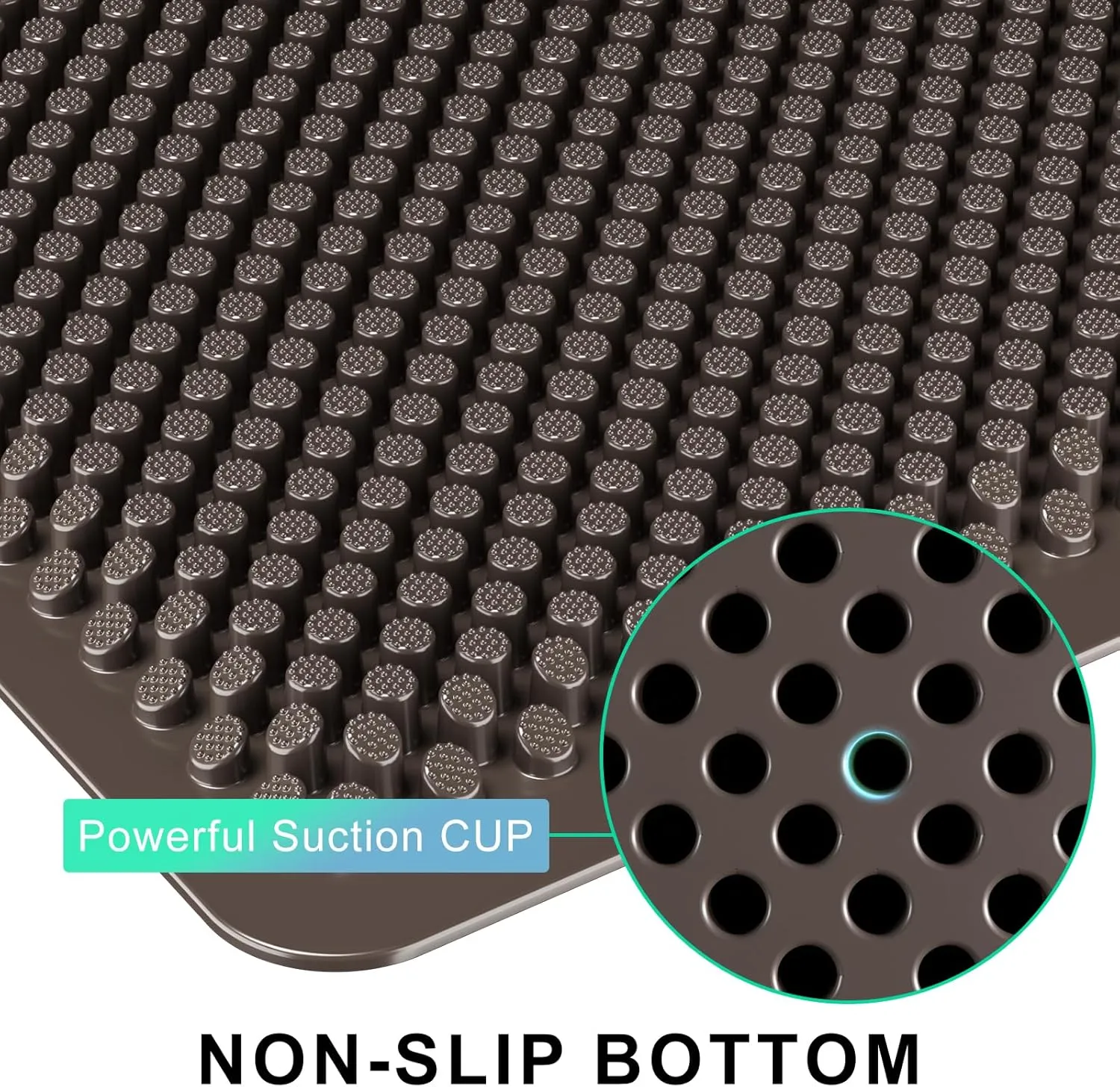 Fowooyeen Outdoor Door Mat, 30'' x 17'' Silicone Scraper, Sturdy Non-Slip Washable Weatherproof Low-Profile Shoe Cleaner for Indoor Entrance, Coffee