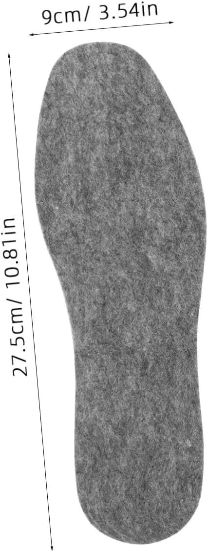 FRCOLOR 1 Pair Breathable Wool Felt Insoles Soft Winter Shoe Inserts Sweat Absorbing and Versatile Cuttable for Comfort and Sole Preservation
