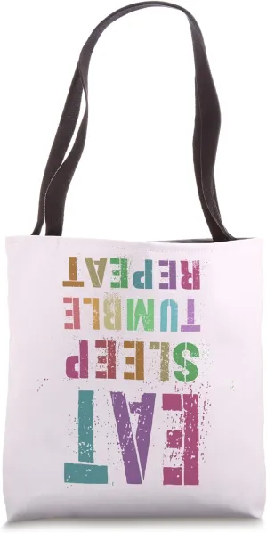 Funny EAT SLEEP TUMBLE REPEAT Gymnastics Gymnast Flip Squad Tote Bag