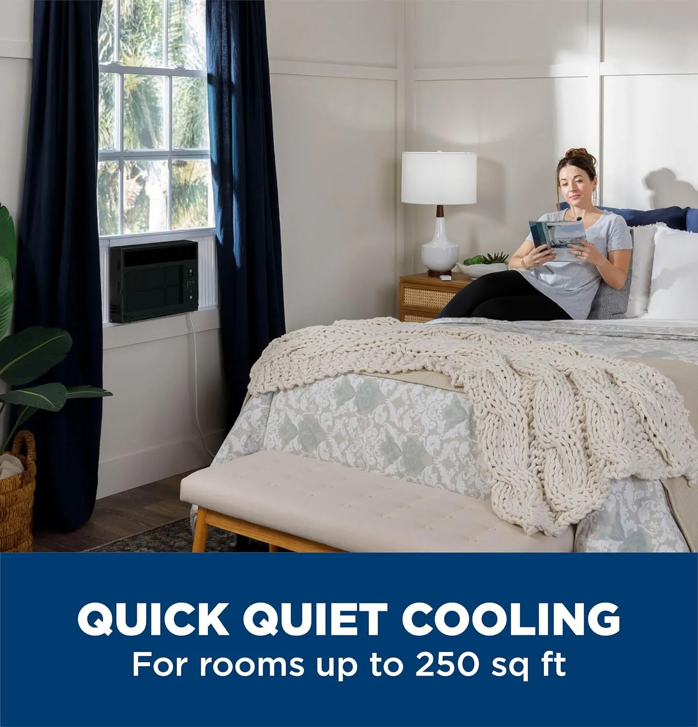 GE AWCS06BBA Window Air Conditioner Unit, 6,000 BTU for Small 250 sq ft. with Adjustable Fan and Cooling Settings, Perfect for Bedroom or Living Room, Easy Install Kit Included, Black