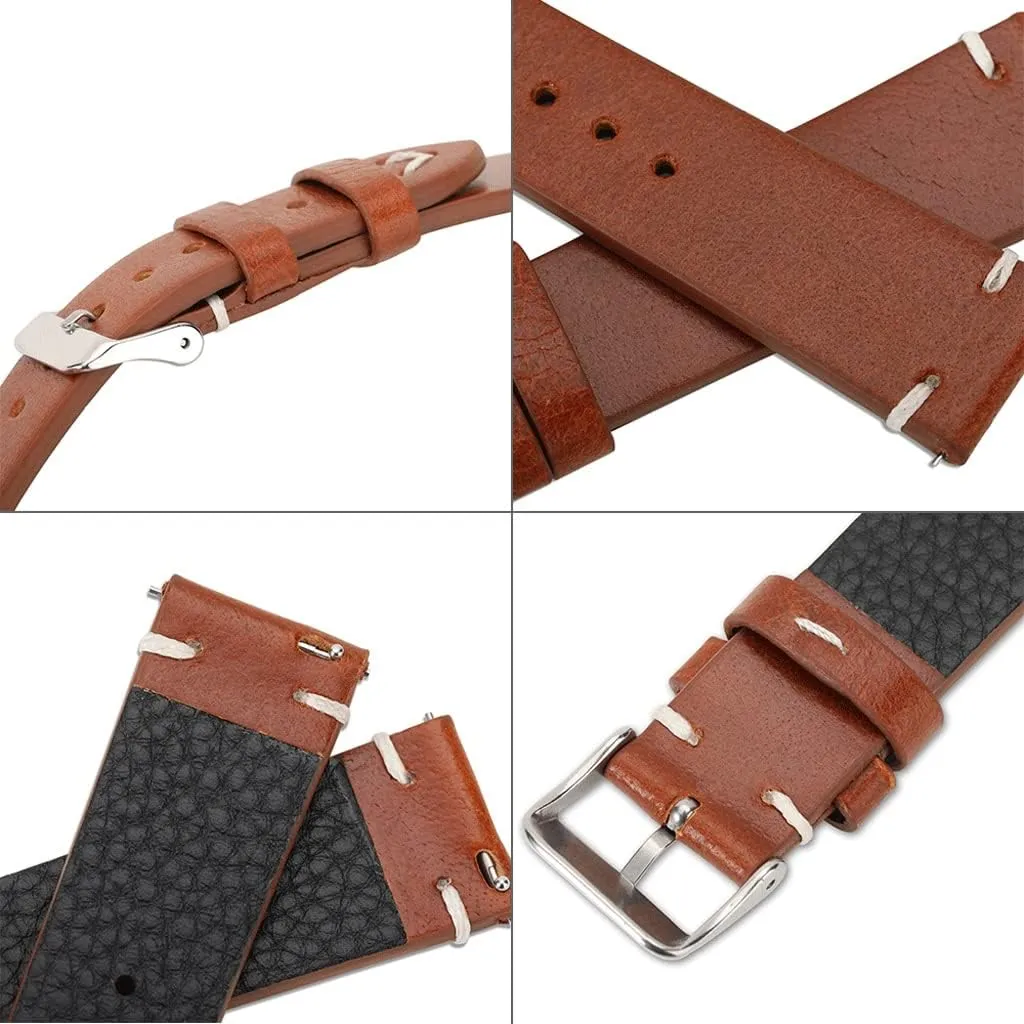 Genuine Retro Leather Watch Strap 18mm 20mm 22mm Watchband Handmade Wristband Quick Release Man Watch Accessories(E,19mm)