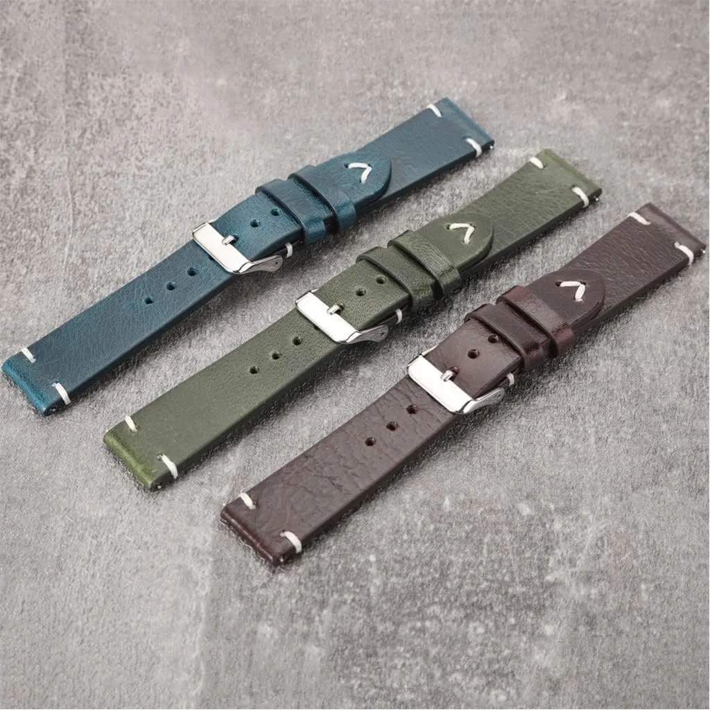 Genuine Retro Leather Watch Strap 18mm 20mm 22mm Watchband Handmade Wristband Quick Release Man Watch Accessories(E,19mm)