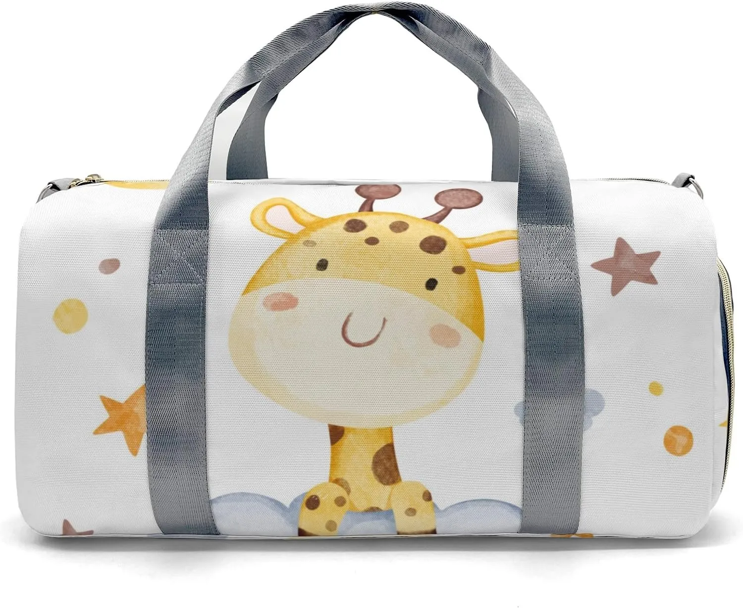 Giraffe Moon Stars Clouds 1 Personalized Duffel Bag,Custom Travel Gym Bag with Name,Waterproof Sports Overnight Bag with Shoe Compartment & Shoulder Strap