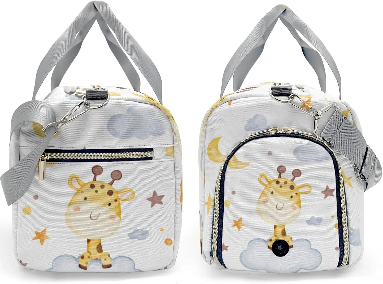 Giraffe Moon Stars Clouds 1 Personalized Duffel Bag,Custom Travel Gym Bag with Name,Waterproof Sports Overnight Bag with Shoe Compartment & Shoulder Strap