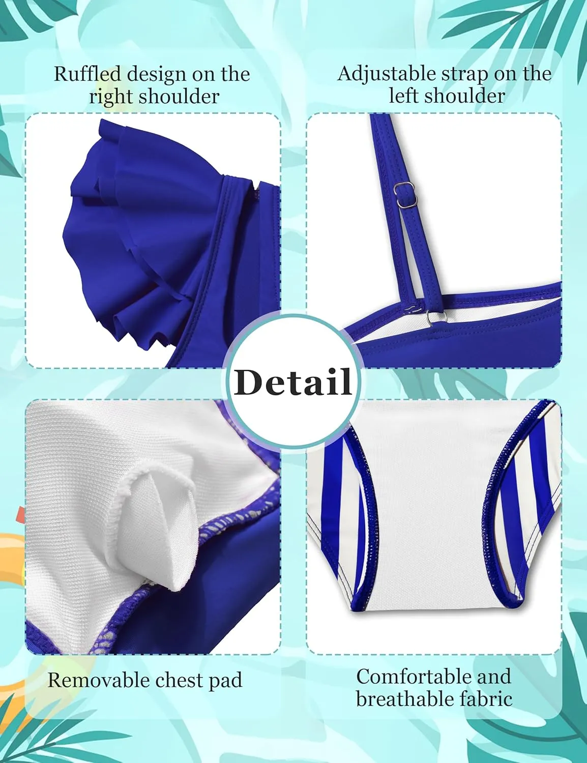 Girls Swimsuits Two Piece Bikini Set Ruffle Bathing Suit with Adjustable Strap Quick Dry Beach Girls' Swimwear 5-16Y
