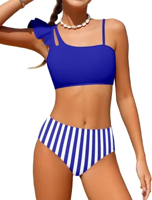 Girls Swimsuits Two Piece Bikini Set Ruffle Bathing Suit with Adjustable Strap Quick Dry Beach Girls' Swimwear 5-16Y