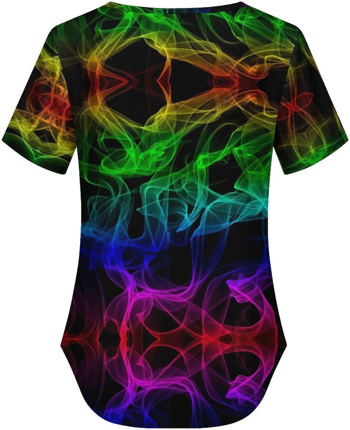 Glow in Dark Splatter Neon Women's Casual Short Sleeve Tops Loose V-Neck Criss Cross Tees