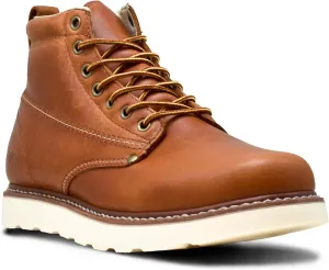 Golden Fox Work Boots Men's 6" Plain Toe Wedge Boot for Construction, Lightweight Comfortable Outsole