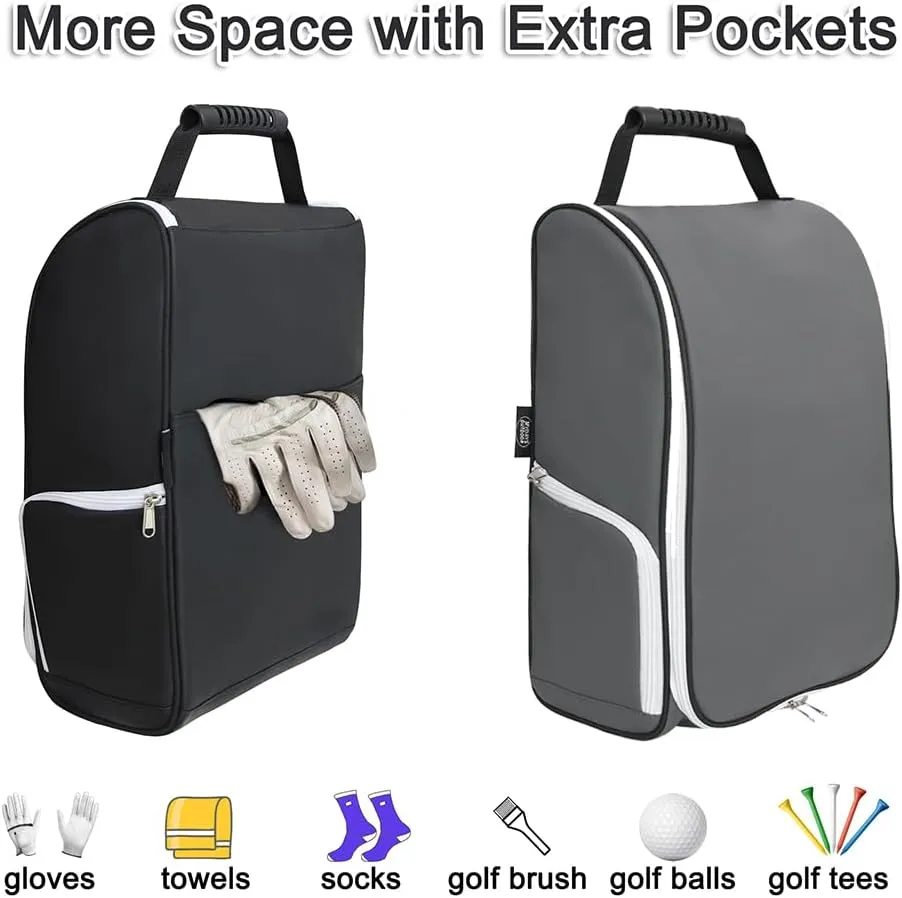 Golf Shoe Bag Shoe Bags for Travel With Pocket Valentine's Day Gifts for Women and Men Zippered Sport Shoe Carrier Bags with Side Accessory Pockets for Socks, Tees, Golf Balls