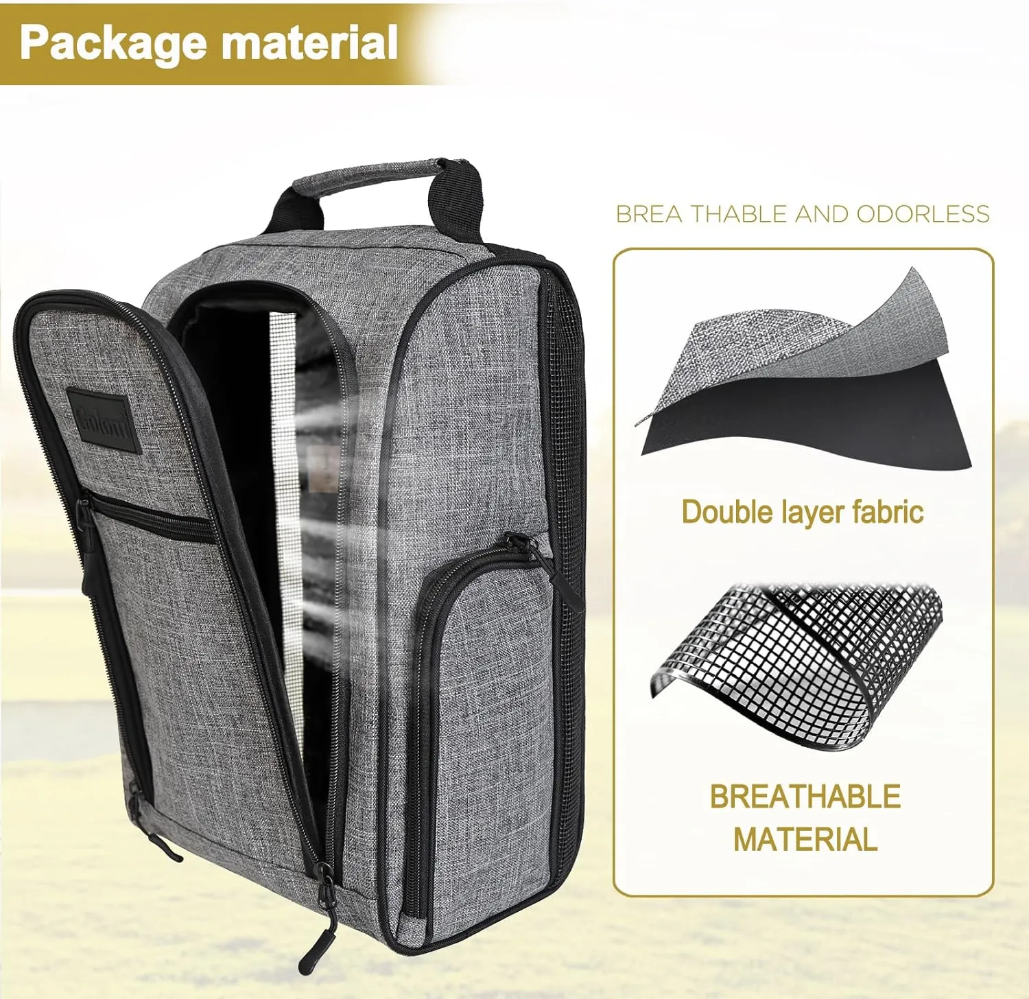 Goloni Golf Shoe Bag for Men & Women, Padded Travel Shoe Bag with Side Accessory Pockets,Sport Shoe Carrier for Golf Shoes,Socks,Tees & Balls,Durable & Lightweight Design (Gray)