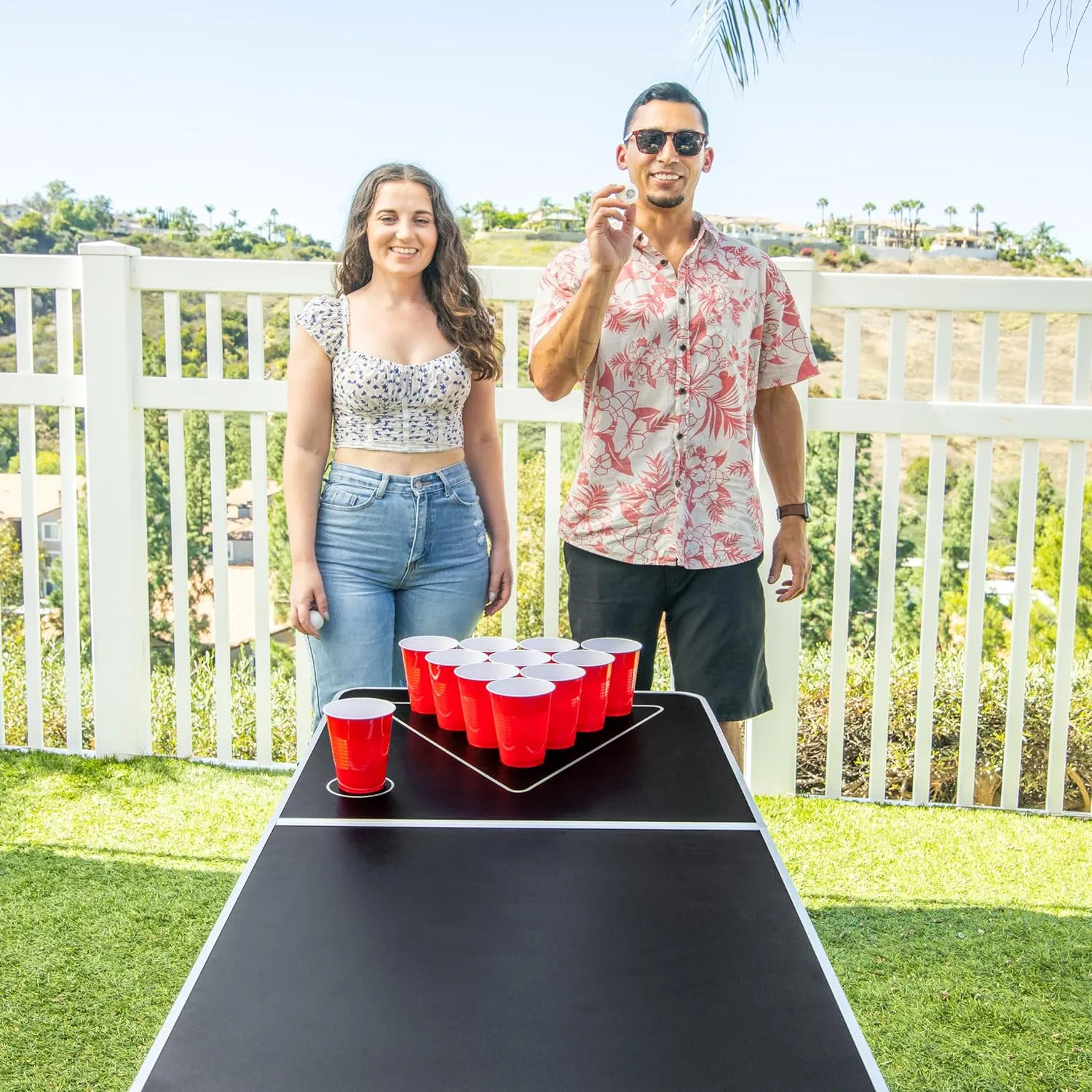 GoPong 8 Foot Portable Beer Pong / Tailgate Tables (Black, Football, American Flag, or Custom Dry Erase)