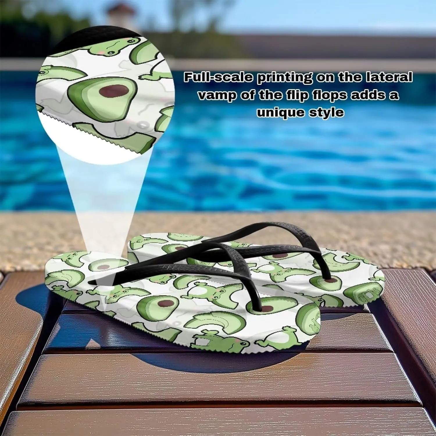 GOSTONG Women's Vacation Sandals Soft Non-Slip Flip Flops Lightweight Beach Pool Sandals Summer Slippers for Teen Girls Black Strap Size 5.5-9.5
