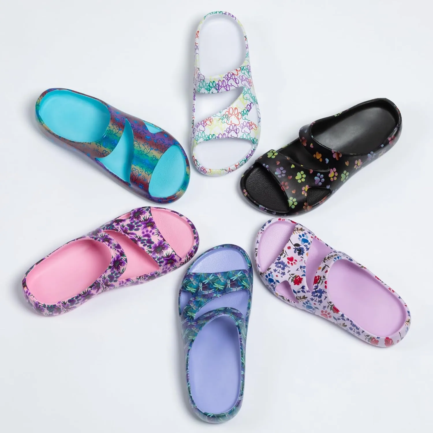 GreaterGood Positively Inspired Slide Sandals Ultra Lightweight Cushioned EVA Soles Easy Slip On Durable Quick Dry Beach Sandal