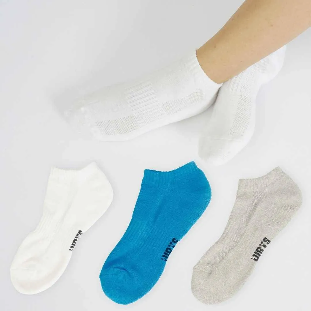 Grey | Light Blue | White Cotton Socks (3 x PAIR)