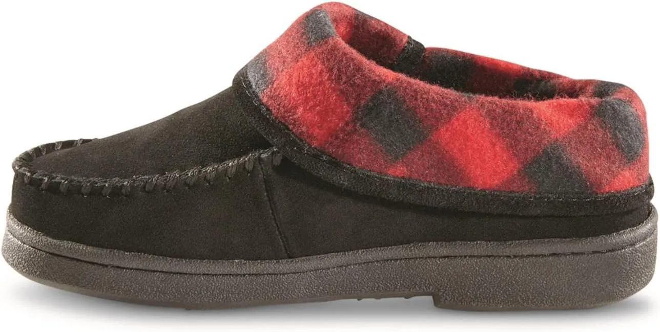Guide Gear Moc Toe Womens Plaid Collar Clog Slippers, Suede, Warm, Slip-On, Lounge Shoes, Bedroom House Slippers, Indoor and Outdoor
