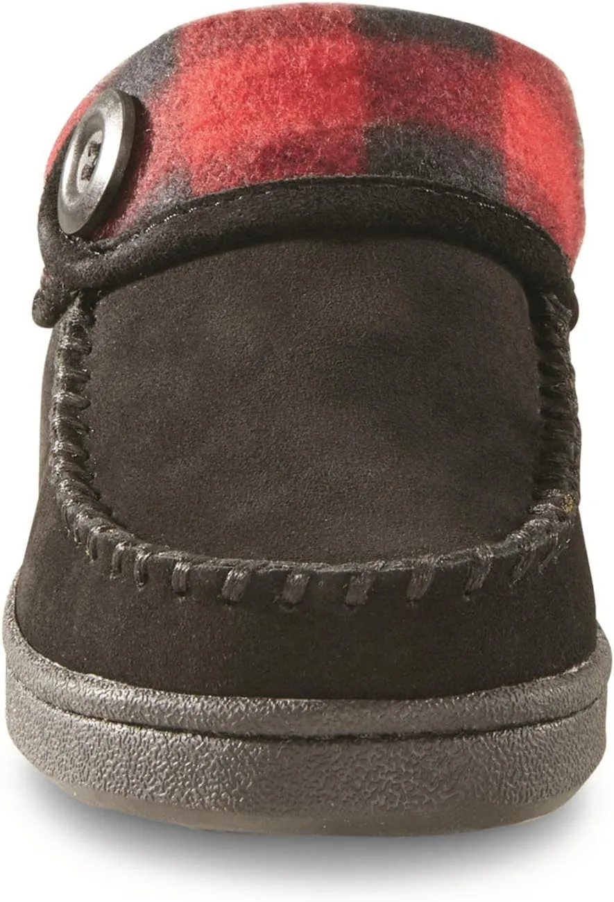 Guide Gear Moc Toe Womens Plaid Collar Clog Slippers, Suede, Warm, Slip-On, Lounge Shoes, Bedroom House Slippers, Indoor and Outdoor