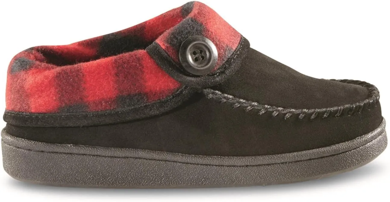 Guide Gear Moc Toe Womens Plaid Collar Clog Slippers, Suede, Warm, Slip-On, Lounge Shoes, Bedroom House Slippers, Indoor and Outdoor